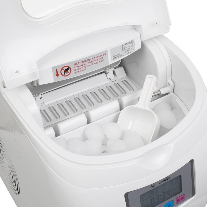 Ivation IVA-ICEM25WH Portable Ice Maker with LCD Display, White