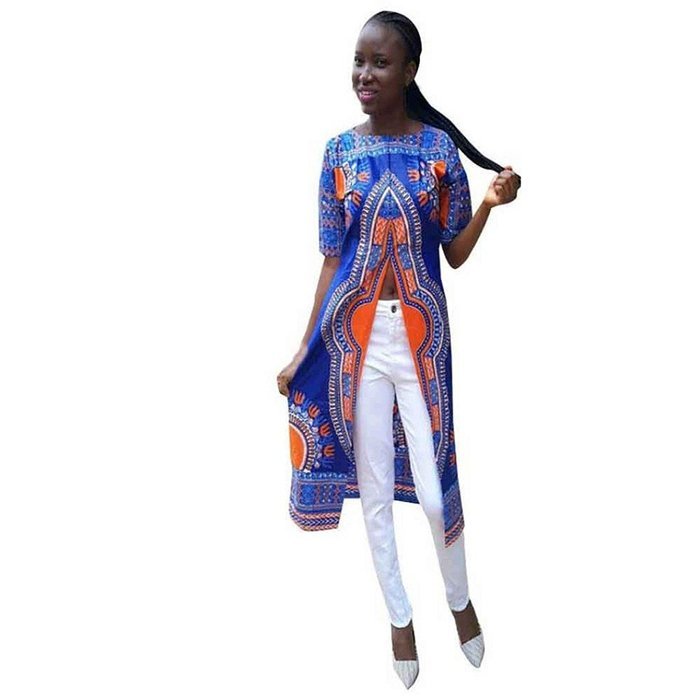 African Print Dress,Morecome Women Fashion Casual Loose Print Dress N2