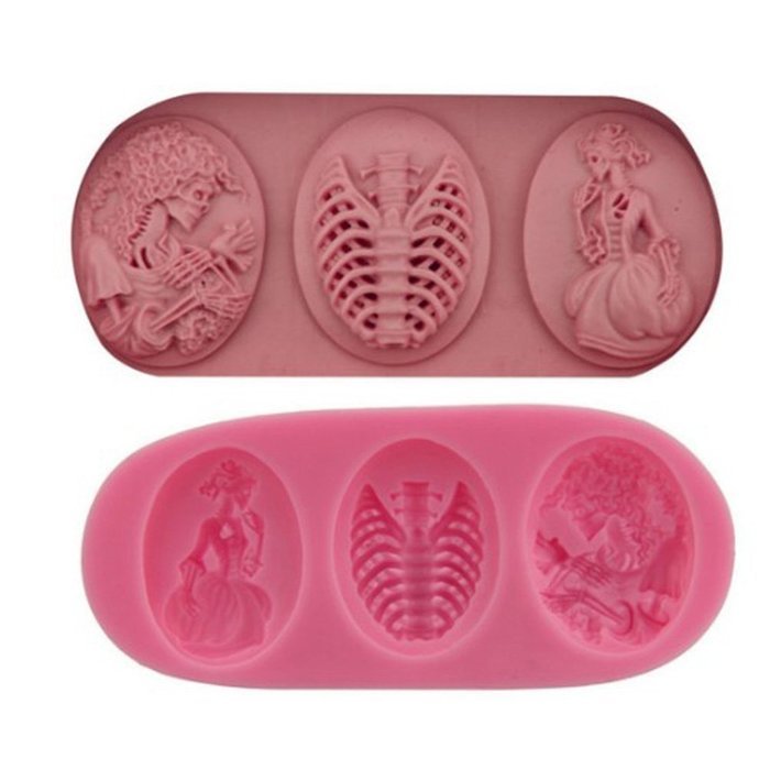 Dutch Brook Halloween Skull Girl Silicone Chocolate Cake Candy Fondant Baking Mold N3