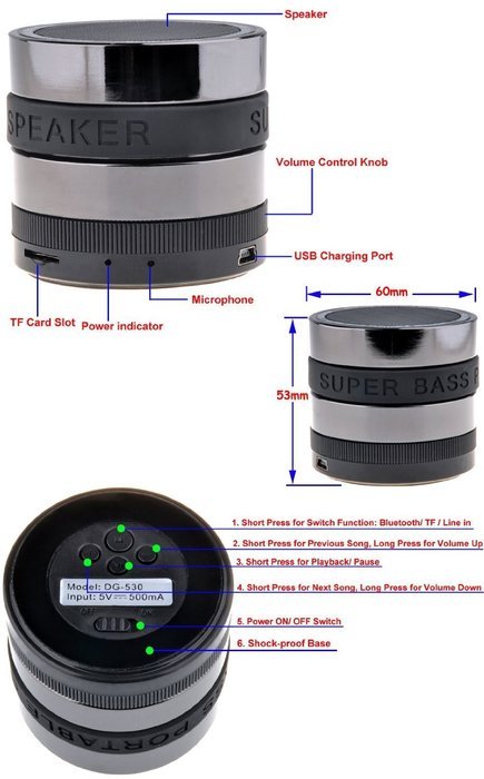 Gimmick&reg; Super Bass Bluetooth Wireless Mini Portable Speaker For IPhone Tablet Samsung Strong Stereo Sound Many... N16