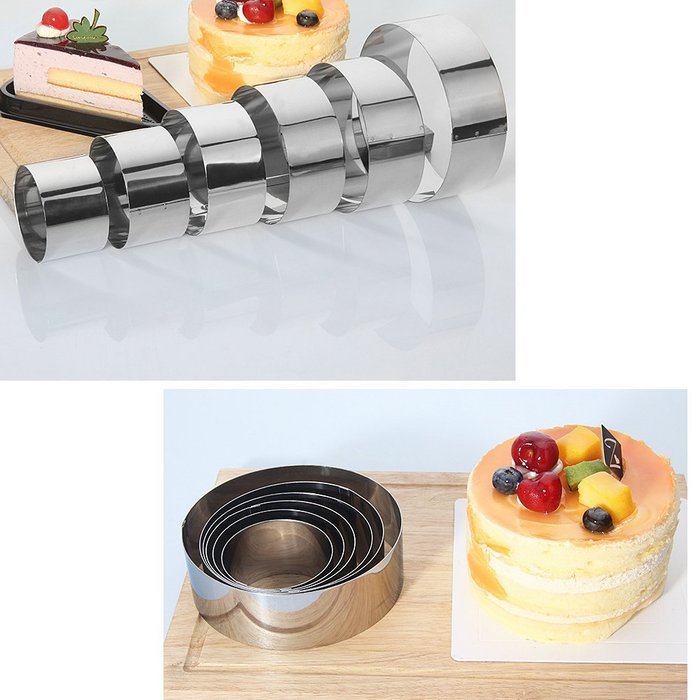 SUNLIGHTAM Set of 6 Stainless Steel 6 Sizes Round Molding Plating Forming Cake Mousse Rings Cookie Cutters DIY... N9