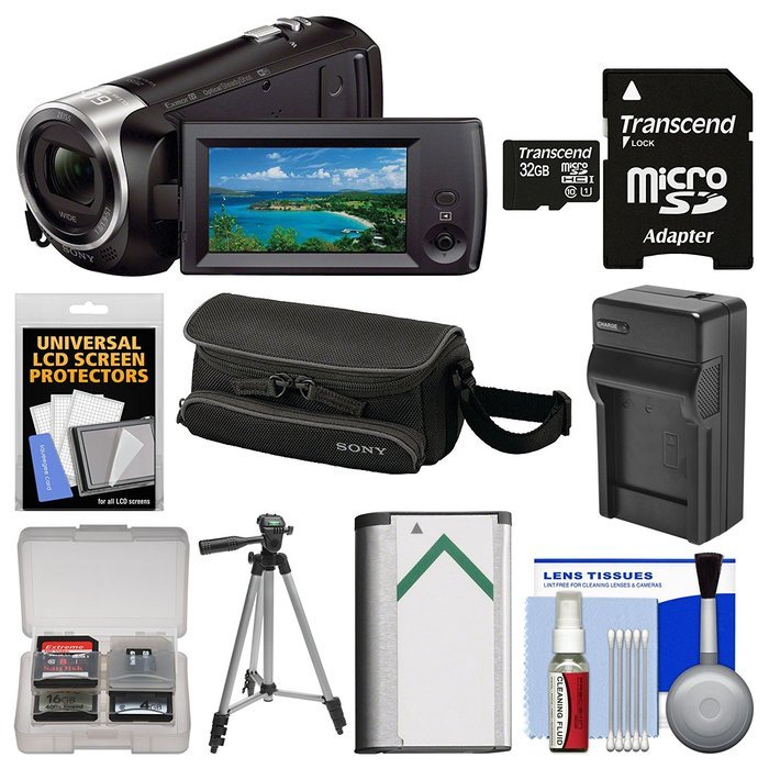 Sony Handycam HDR-CX440 8GB Wi-Fi 1080p HD Video Camera Camcorder with 32GB Card + Case + Battery & Charger +... N4