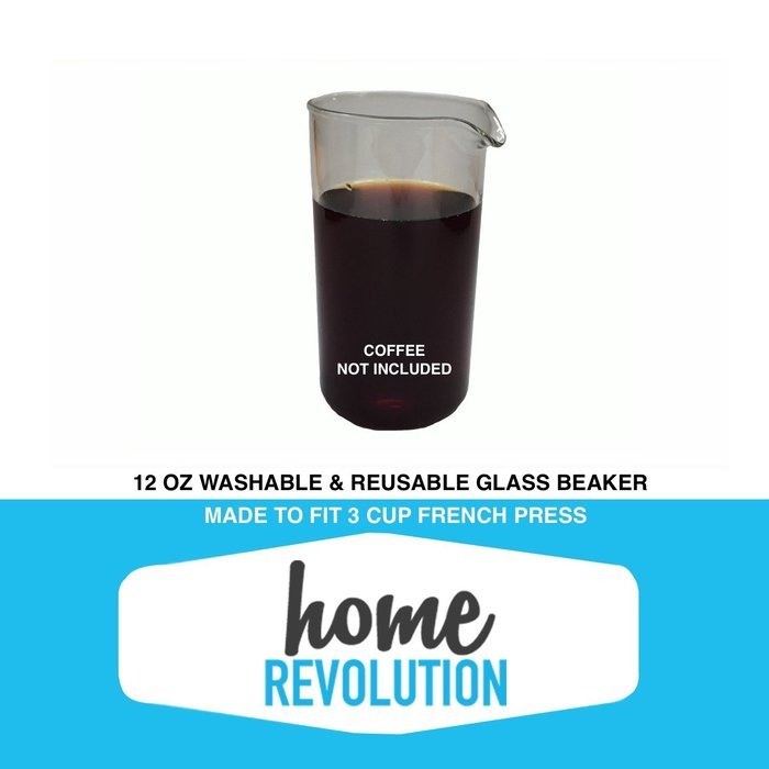 French Press Glass Coffee Beaker, 3 Cup (12 OZ), Home Revolution Brand Washable & Reusable Universal Replacement... N2