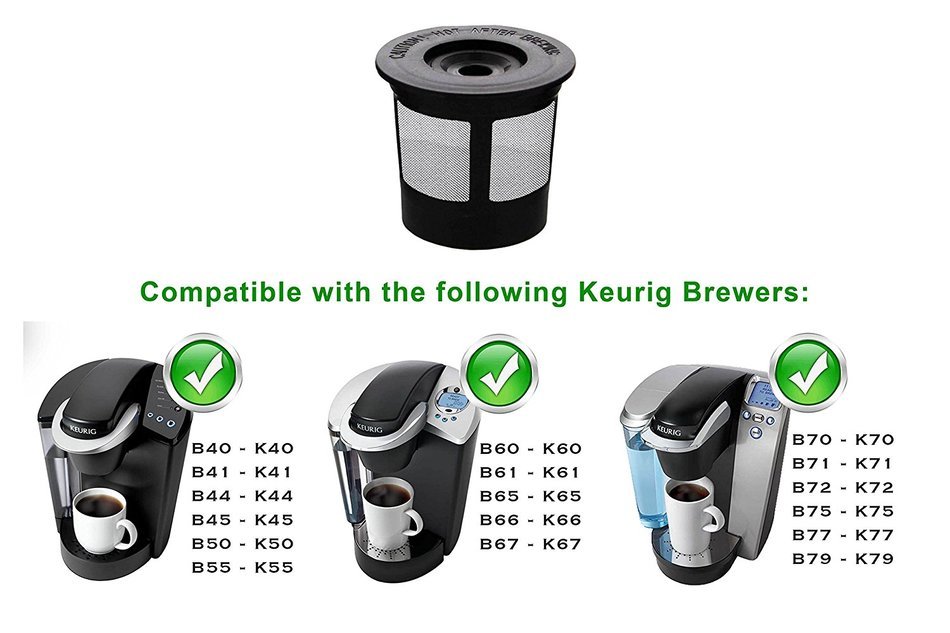 Brewslang Single Reusable K-cup Coffee Filter for Keurigs B40, B45, B50, B55, B60, B65, K40, K45, K50, K55, K60... N2