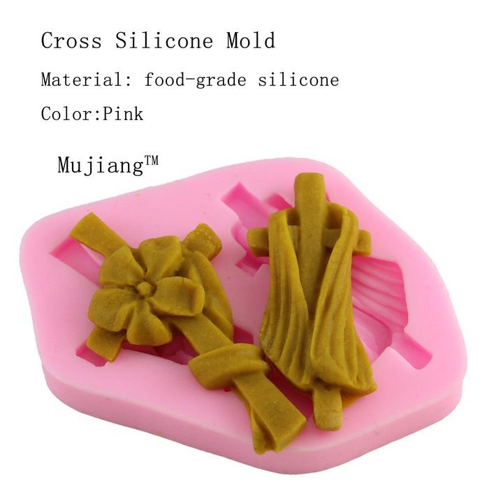Mujiang 4-Capacity Cross Silicone Clay Fimo Sugarcraft Candy Fondant Molds N16