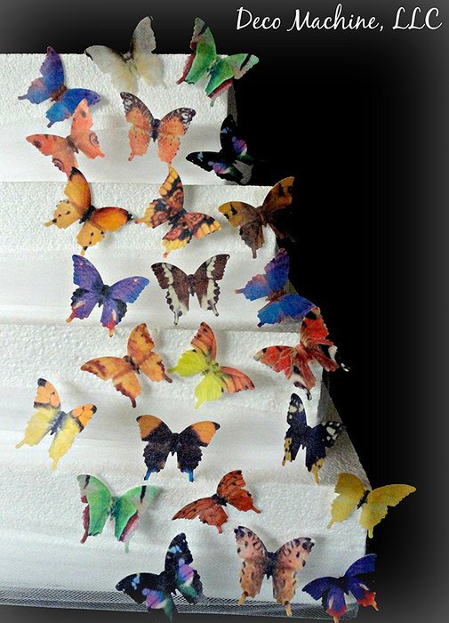 24 Rare Assorted Decorative Wafer Paper Butterflies&copy; Set 1.75" Size Cake Decorations Cupcake Toppers