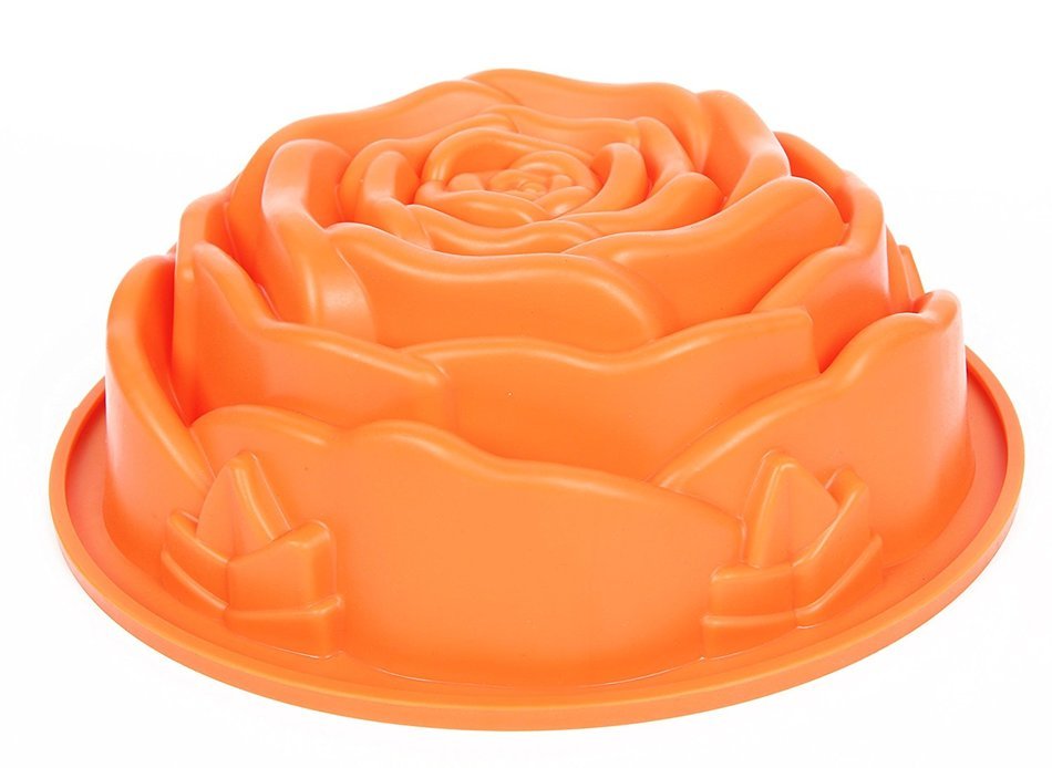 FreshGadegtz Silicon Baking pan rose - 24 cm &Oslash; - Silicon baking dish - Cake tin Rose mould - Cake baking mould... N3