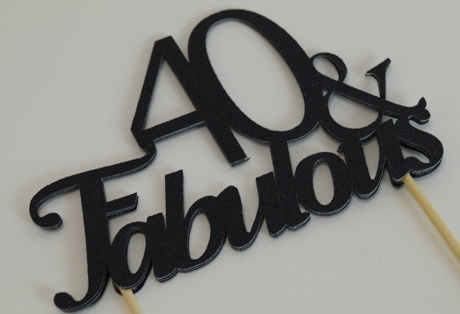 Black 40 & Fabulous Cake Topper N2