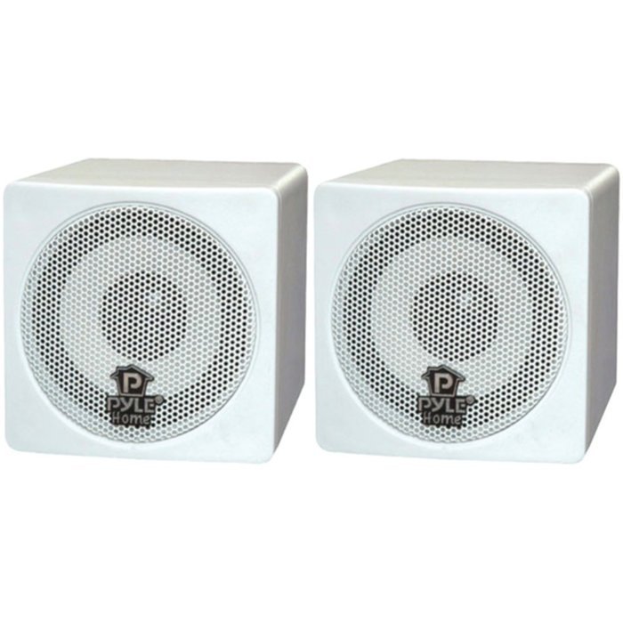 Pyle Home PCB3WT 3?&euro; 100W Mini-Cube Bookshelf Speakers White Pair 8?&copy; Imp Consumer Electronics