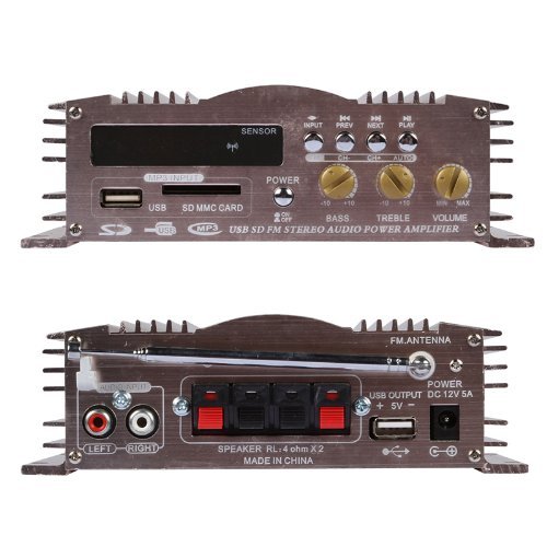 HONGXING AX-5 3 in 1 Hi-Fi Stereo Audio Power Amp USB SD FM Car Amplifier LED Display Amplifier Gold N6
