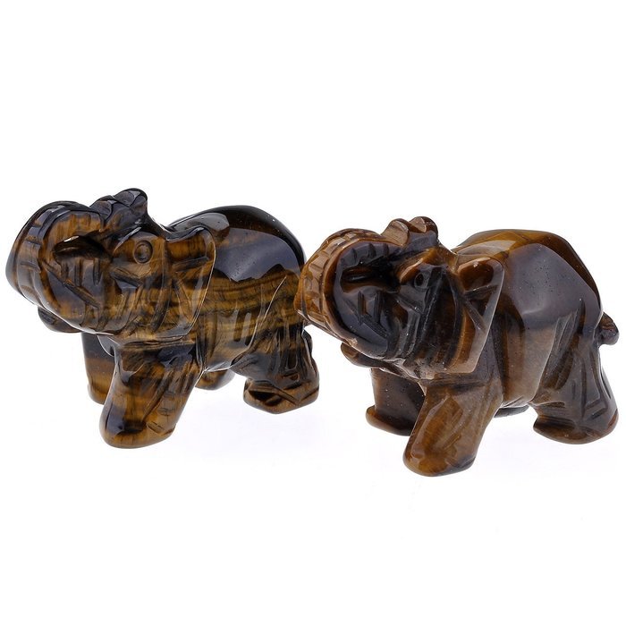 JOVIVI Natural Rose Quartz/Aventurine/Tiger Eye/Opalite Carved Gemstones Elephant Figurine 2'' Room Decoration...