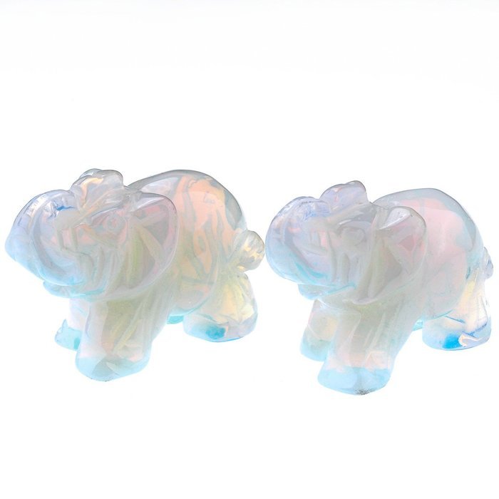 JOVIVI Natural Rose Quartz/Aventurine/Tiger Eye/Opalite Carved Gemstones Elephant Figurine 2'' Room Decoration... N3