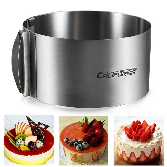 Cade Stainless Steel 6 to12 Inch Adjustable Cake Mousse Mould Cake Baking Cake Decor Mold Ring N17