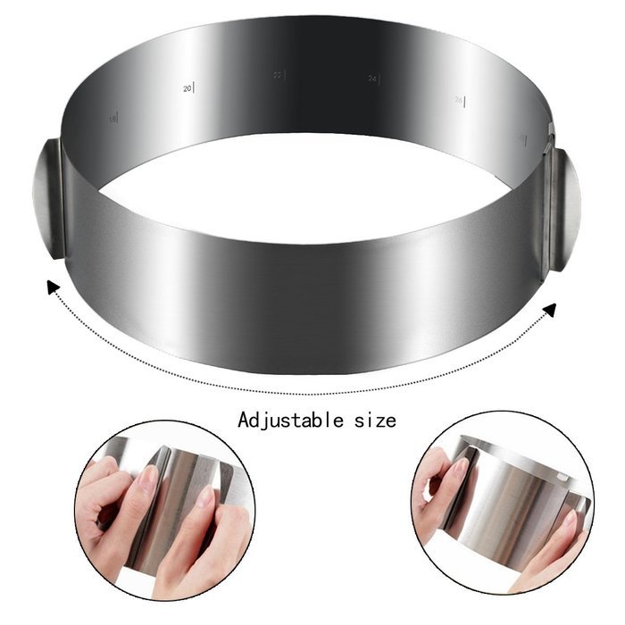Cade Stainless Steel 6 to12 Inch Adjustable Cake Mousse Mould Cake Baking Cake Decor Mold Ring N19