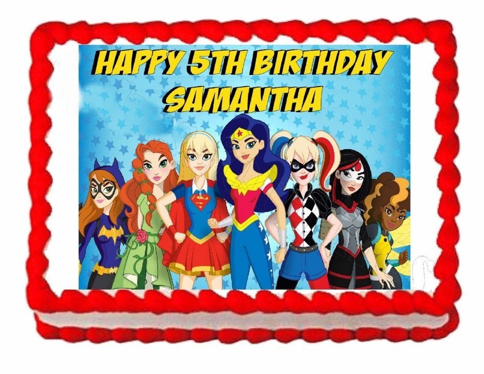 Superhero Girls Party Edible image Cake topper decoration for girls