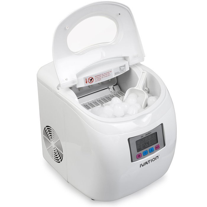 Ivation IVA-ICEM25WH Portable Ice Maker with LCD Display, White N2