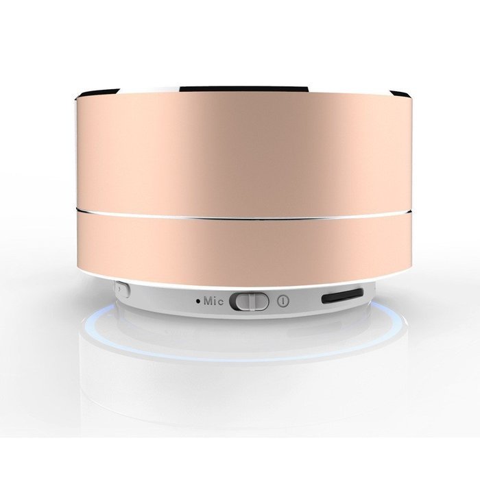 Generic Wireless Bluetooth Metal Steel Speaker With LED Light for Cell Phone iPhones - Golden