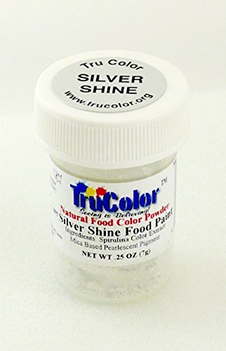 TruColor Shine Airbrush Natural Food Color (Lg. Jar) Silver Shine (1x10g)