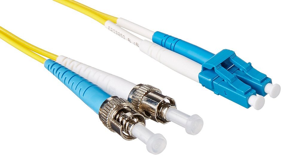 C2G / Cables To Go 37476 LC-ST 9/125 OS1 Duplex Single-Mode PVC Fiber Optic Cable (3 Meter, Yellow)