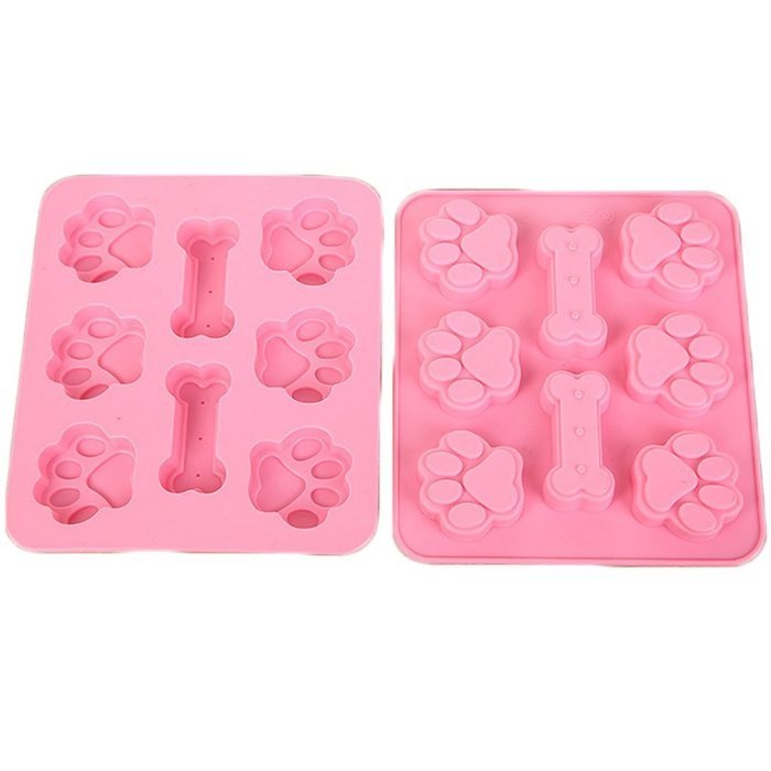 JLHua 8 Cavity Paw Print with Bones Silicone Non Stick Cake Bread Mold Chocolate Jelly Candy Baking Mould N5