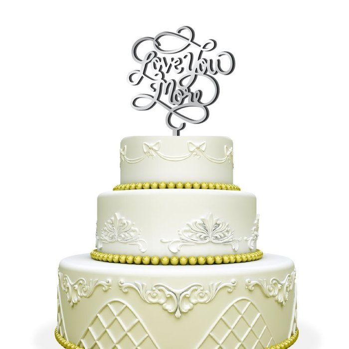 Love You More Wedding Cake Topper Black