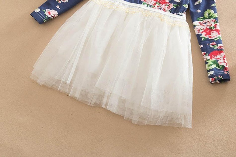 Dress ,BeautyVan Child Girl Kid Infant Floral Print Long Sleeve Tutu Dress Gauze Dress Clothes (3T, White) N7