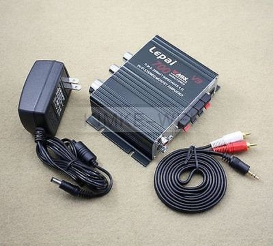 700W 12V Mini Hi-Fi Stereo Digital Amplifier mp3 iPod home + Power + audio cable N5
