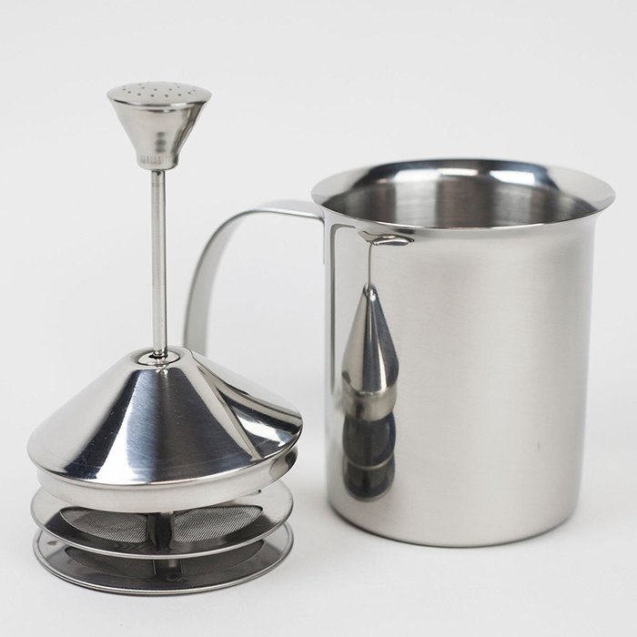 HUJI Double Mesh Stainless Steel Milk Frother Cappuccino Latte Coffee Foam Maker (1, 400 ml) N5