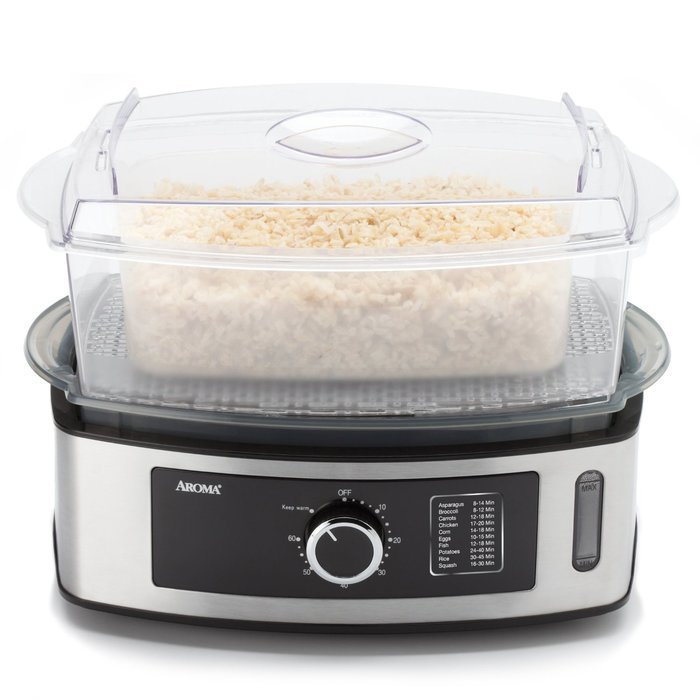 Aroma Housewares Professional 5-Quart Food Steamer, Stainless Steel N4