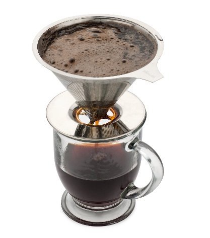 Easycups Stainless Steel Pour Over Coffee Dripper - Paperless Double Mesh Reusable Coffee Filter and 1-4 Cups... N3