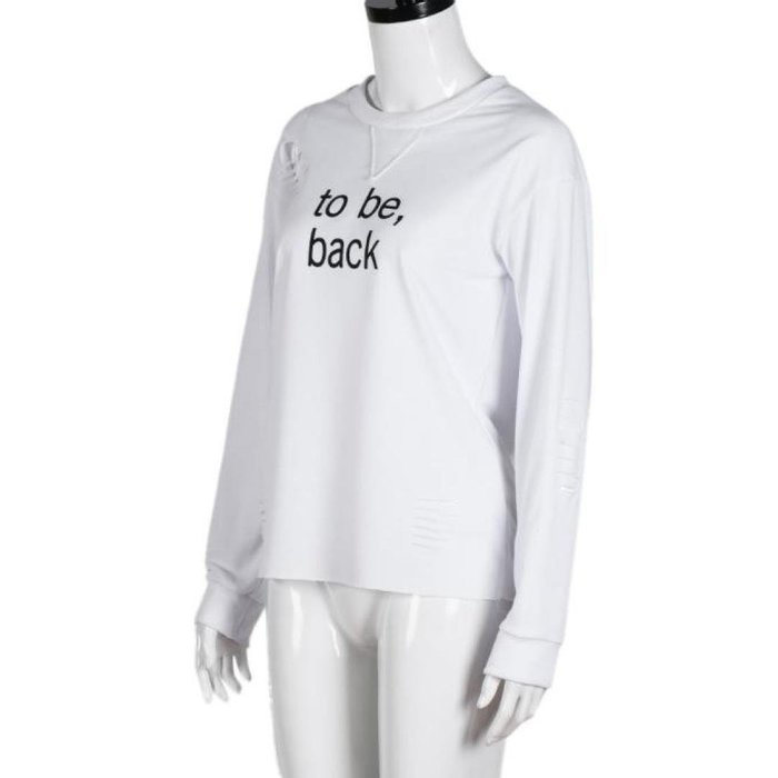 Women's Blouse,Laimeng Cotton Letters Printed Round Neck Hedging Blouse (XS, White) N13