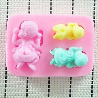 Y&XL&H Three Baby Baking Fondant Cake Chocolate Candy Mold,L8cmW6.3cmH1.6cm