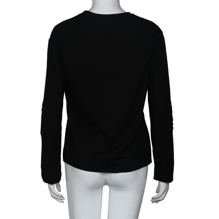 Women's Blouse,Laimeng Cotton Letters Printed Round Neck Hedging Blouse (XS, White) N16