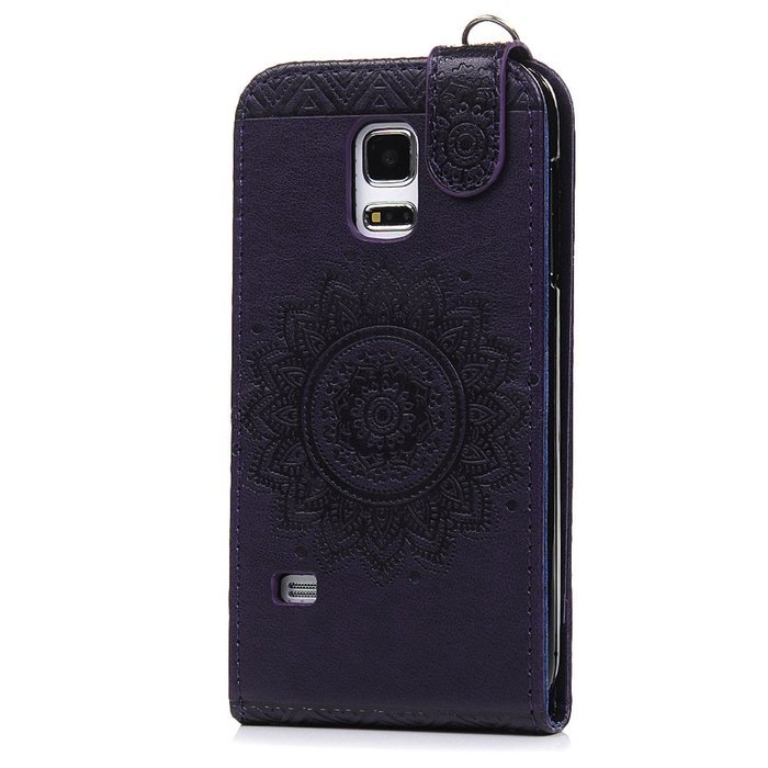 Badalink Galaxy S5 Mini Up-Down Open Folio Flip Case Kickstand Vertical PU Leather Embossed Totem Magnetic Snap... N2