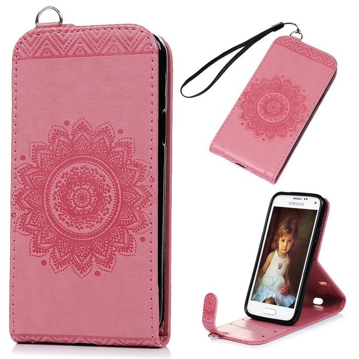 Badalink Galaxy S5 Mini Up-Down Open Folio Flip Case Kickstand Vertical PU Leather Embossed Totem Magnetic Snap... N5