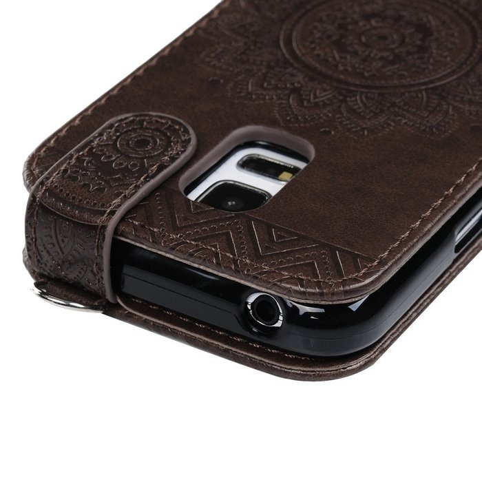 Badalink Galaxy S5 Mini Up-Down Open Folio Flip Case Kickstand Vertical PU Leather Embossed Totem Magnetic Snap... N7