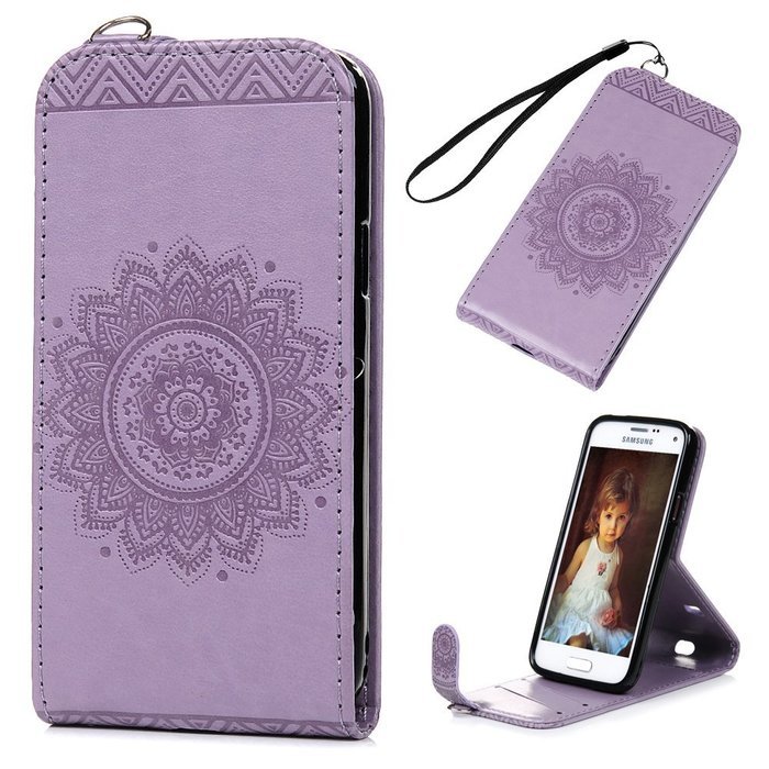 Badalink Galaxy S5 Mini Up-Down Open Folio Flip Case Kickstand Vertical PU Leather Embossed Totem Magnetic Snap... N11