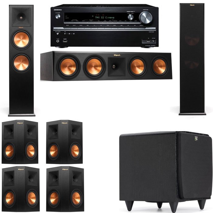 Klipsch RP-280F Tower Speakers-SDS12-7.1-Onkyo TX-NR838
