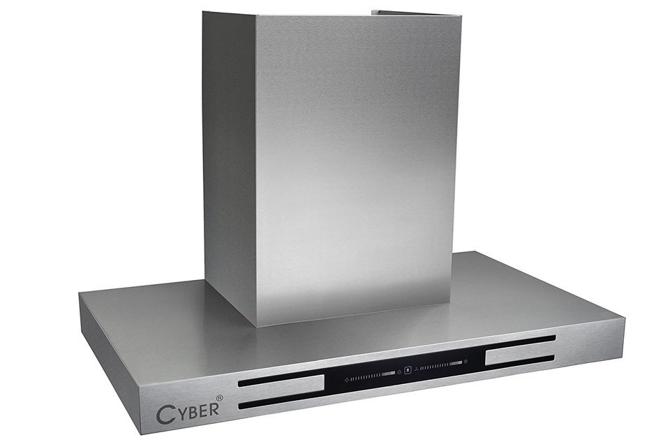 CYBER Modern Rectangle Wall Mount Seamless Range Hood 36" Steel Black Touch Panel 700CFM N5