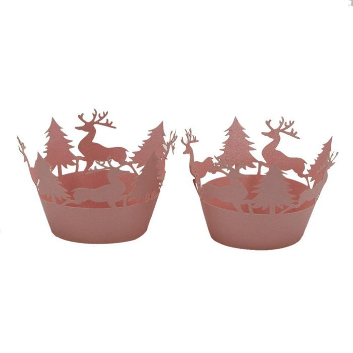 Oksale 24Pcs Christmas Hollow Lace Cup Muffin Holder Cake Paper Case Wraps Cupcake Wrapper for Wedding Birthday... N2