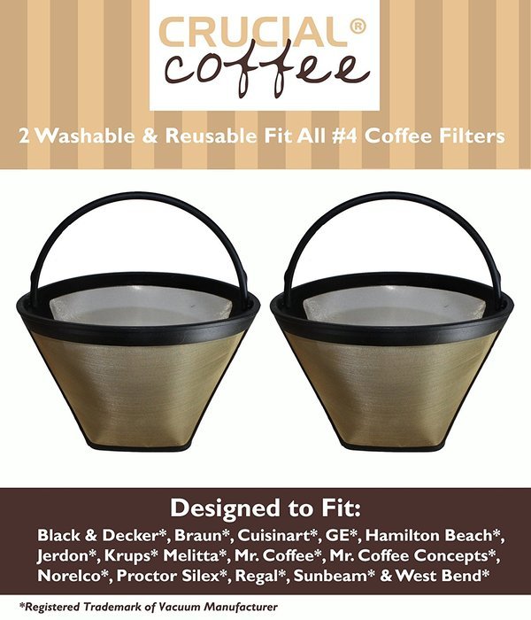 2 Coffee Filters # 4 Cone, Black & Decker, Braun, Cuisinart, GE, Hamilton Beach, Krups, Mr. Coffee, By Crucial...
