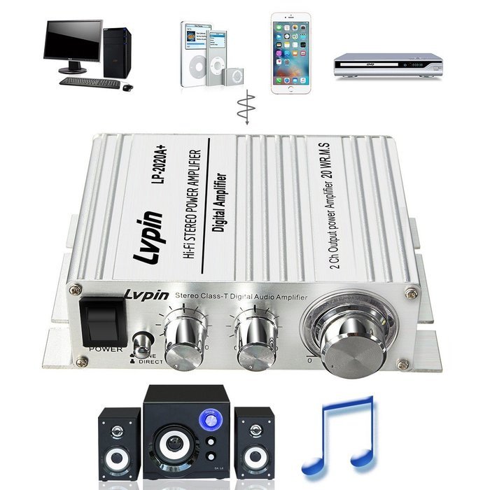 Audio Amplifier, ELEGIANT 12V 3A Hi-Fi Stero Class-T Digital Power Amplifier with Power Cable for Car Home PC... N9