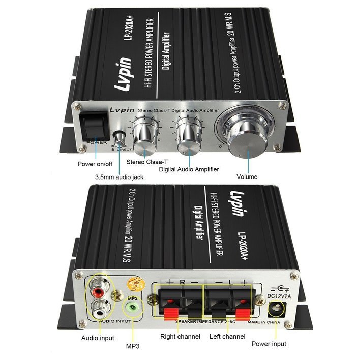 Audio Amplifier, ELEGIANT 12V 3A Hi-Fi Stero Class-T Digital Power ...