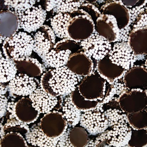 Mini Dark Chocolate Drops with White Nonpareils - Yankee Traders Brand - 2 Lb Bag