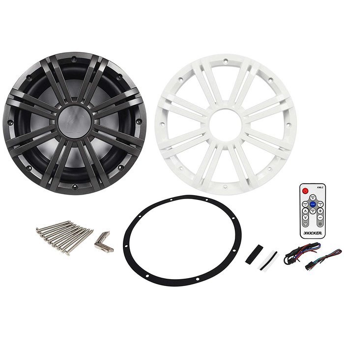 Kicker 10" 300W Marine Subwoofer+Kicker 10" Marine Sub White Grille+LED Remote N7