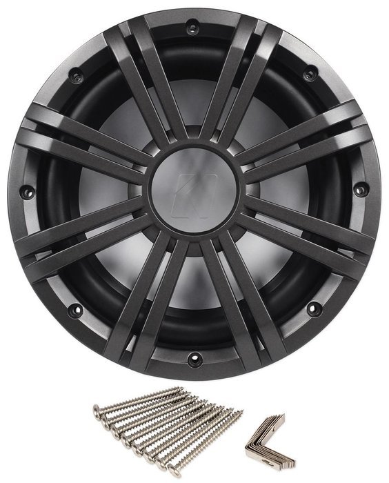 KICKER KM Series 8" 2-Way Marine Speakers With Polypropylene Cones Pair Charcoal And White