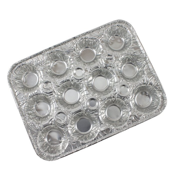 12 Mini Cavity Compartment Muffin Aluminum Foil Disposable Recyclable Pan-6 Pack (12 Cavity Compartmen) N4