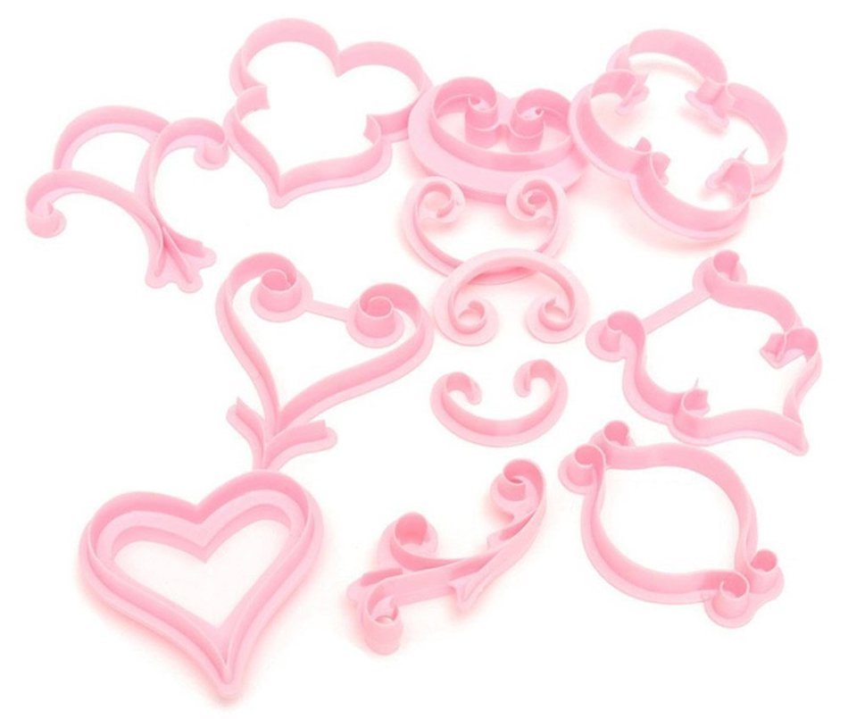 Beauty Clubs 12pcs Rose Flower Sugarcraft Mold Lace Heart Cake Cookies Pastry Fondant Cutter Embossed Decorating... N6
