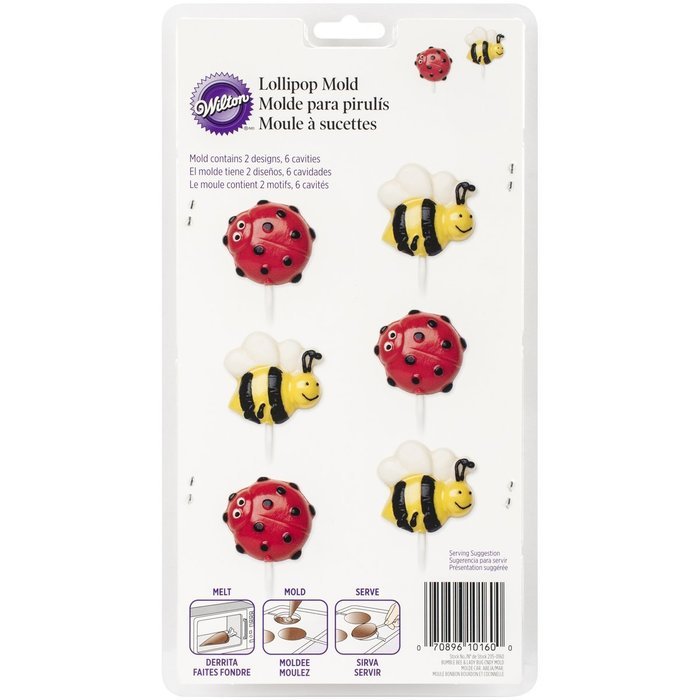 Wilton 2115-0160 Lady Bug and Bumble Bee Lollipop Candy Mold, Assorted