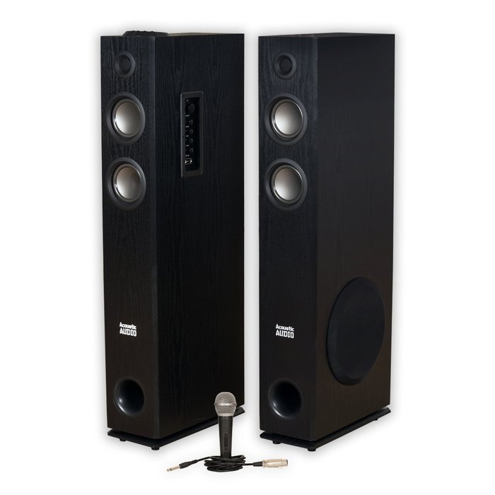 Acoustic Audio TSi400 Bluetooth Powered Floorstanding Tower Multimedia Speakers with Mic TSi400M1 N2